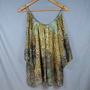 Bellatrix Women Fairy Cold Shoulder Silk Top 3/4 Sleeves Medium Cottage Core Art